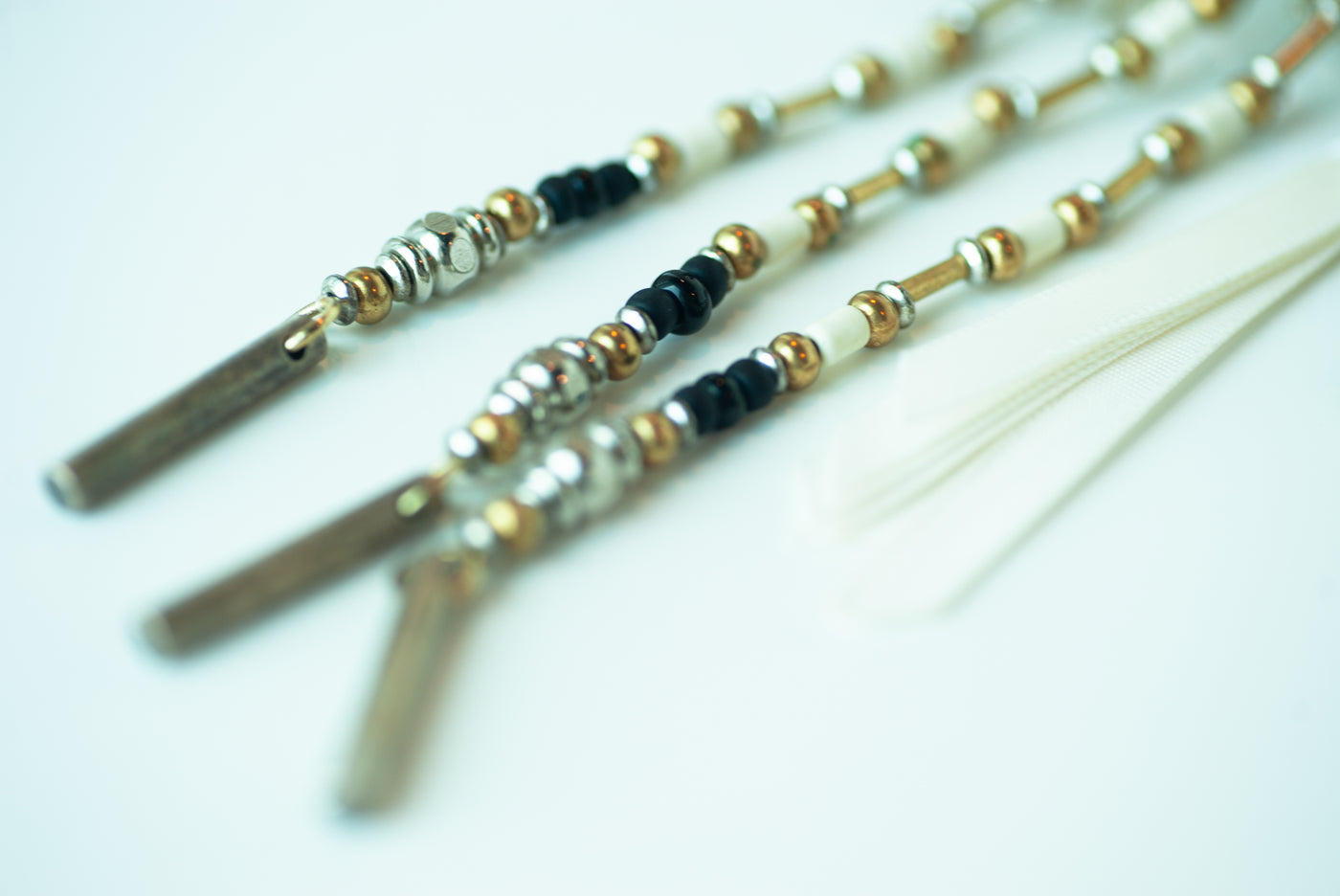 Beaded strands, close